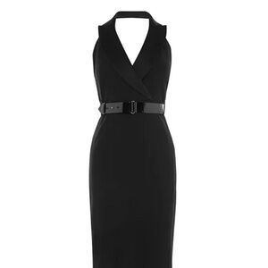 Karen Millen Black Strapless Belted Sheath Dress